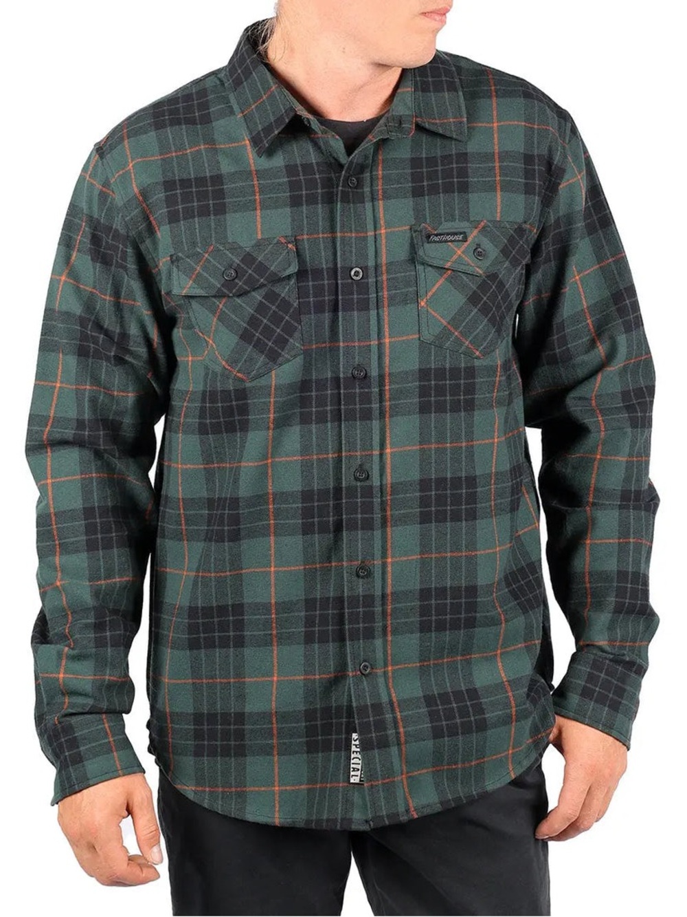 Fasthouse Pine and Black Flannel Button-Up Shirt - Casual Workwear